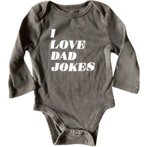 Jumping Beans “I Love Dad Jokes Long Sleeve Black Onesie Sz 6 Months Fathers Day